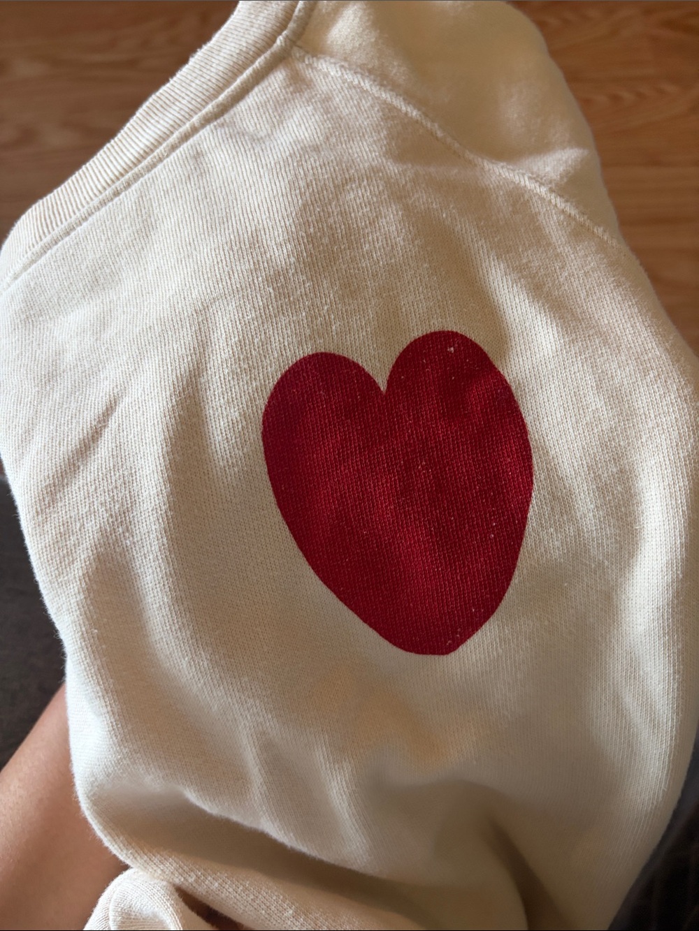 Sezane Bobo Choses Heart Cotton Crewneck Sweatshirt Cream Red Size M - Picture 4 of 5